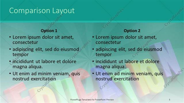 Comparison presentation slide layout