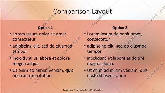 Comparison presentation slide layout