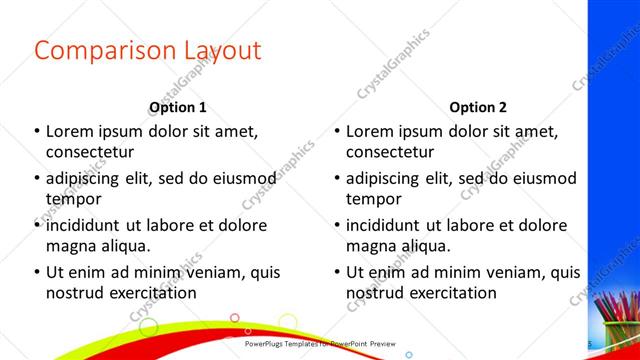 Comparison presentation slide layout