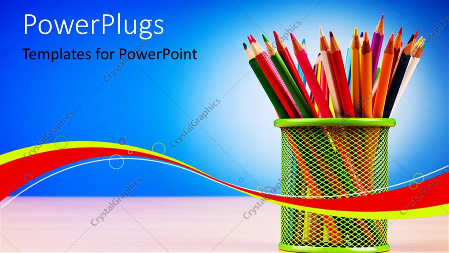 Featuring Colorful Pencils Arranged in Basket on Desk