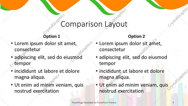 Comparison presentation slide layout