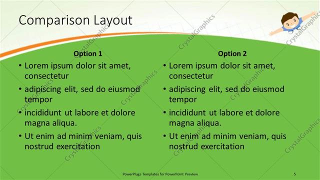 Comparison presentation slide layout