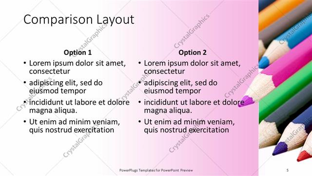 Comparison presentation slide layout