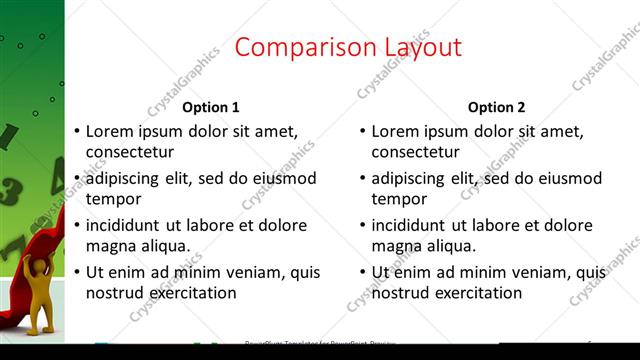 Comparison presentation slide layout