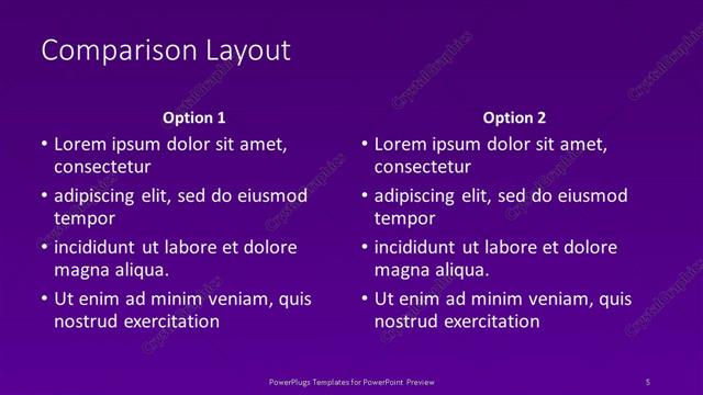 Comparison presentation slide layout