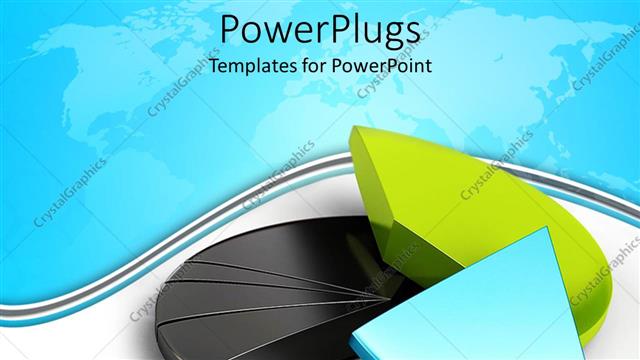  Presentation with pie chart - Colorful pie chart pieces on white and blue background