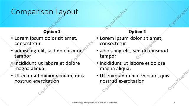 Comparison presentation slide layout