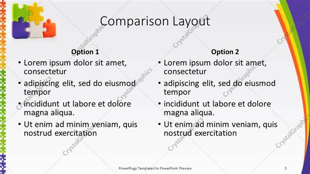 Comparison presentation slide layout