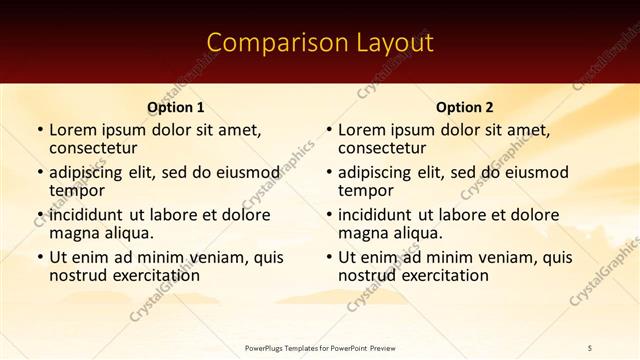 Comparison presentation slide layout