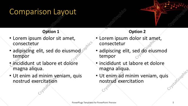 Comparison presentation slide layout
