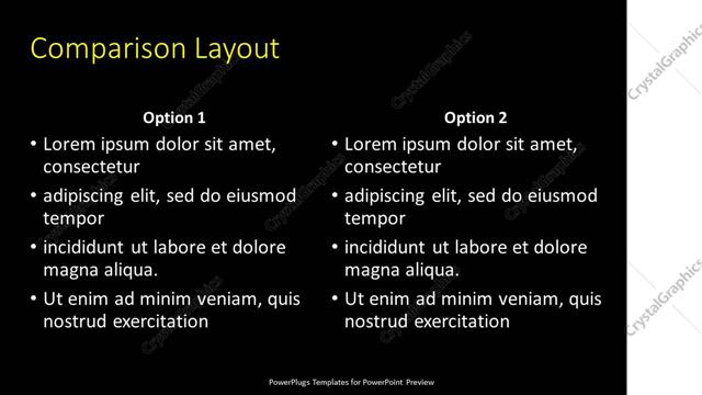 Comparison presentation slide layout