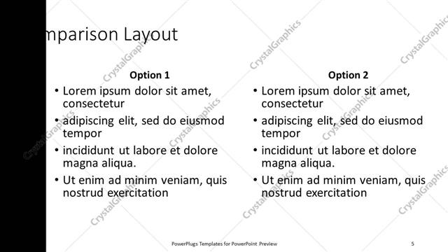 Comparison presentation slide layout