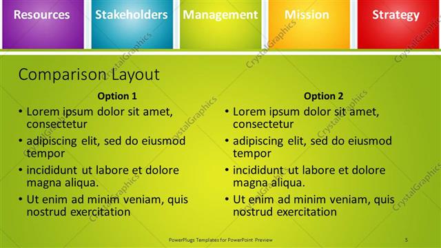 Comparison presentation slide layout