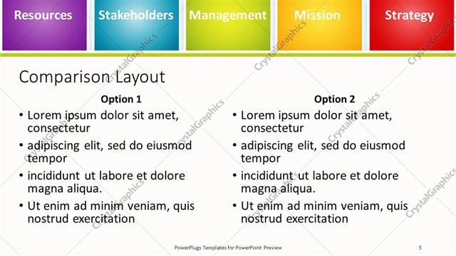 Comparison presentation slide layout