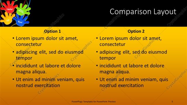 Comparison presentation slide layout