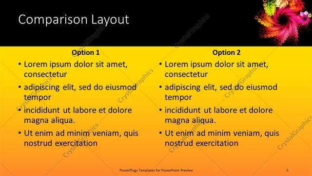 Comparison presentation slide layout