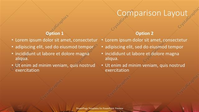 Comparison presentation slide layout