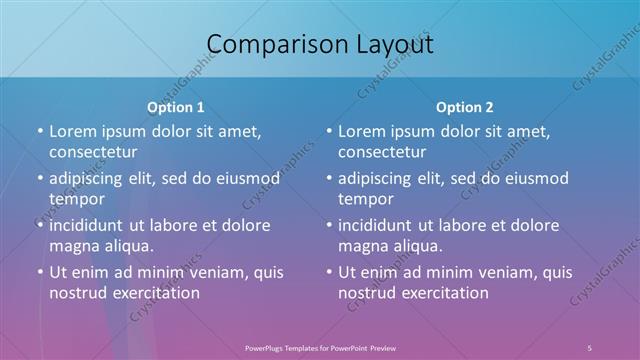 Comparison presentation slide layout
