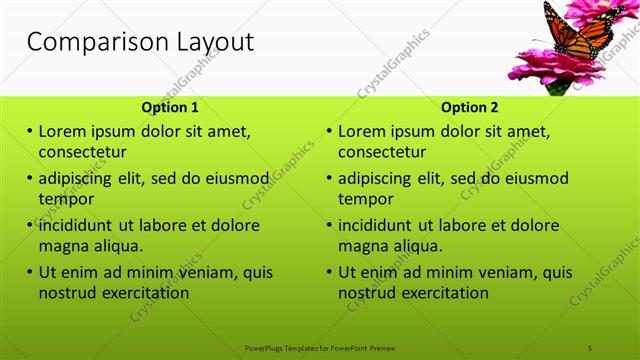 Comparison presentation slide layout