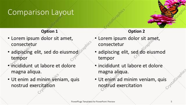 Comparison presentation slide layout