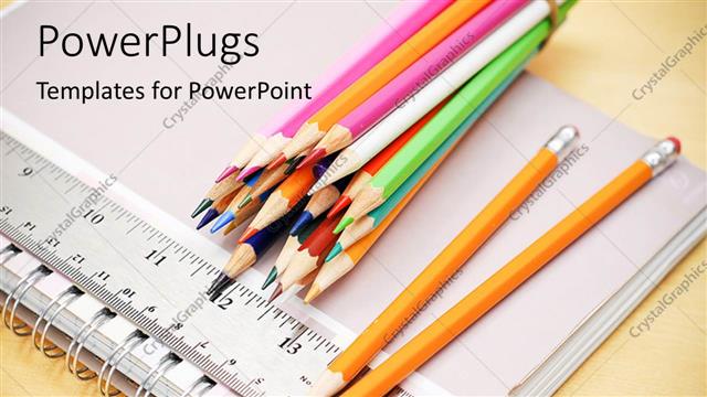  Presentation with pencils - A lot of color pencils with register in the background