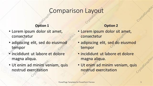 Comparison presentation slide layout