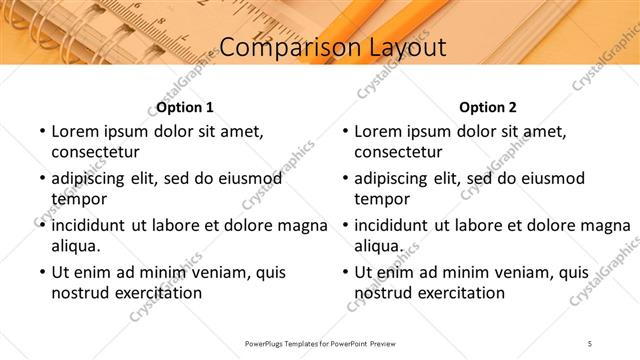 Comparison presentation slide layout
