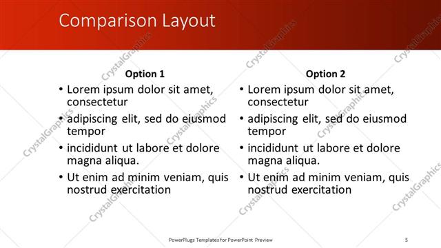 Comparison presentation slide layout
