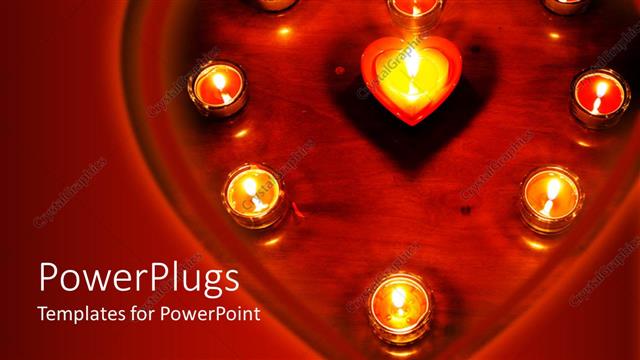  Presentation with candles - The combination of candles glowing in the form of heart