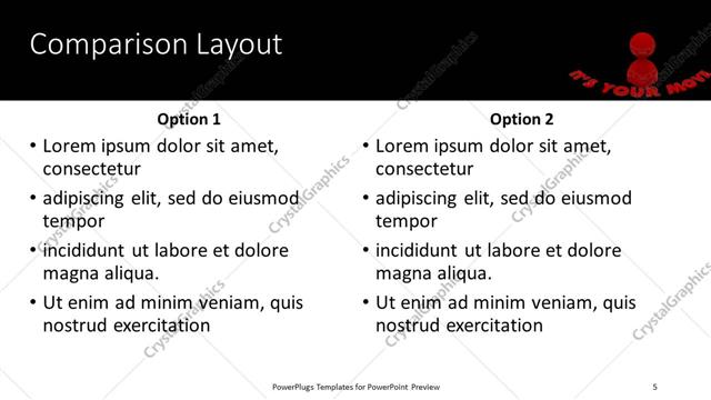 Comparison presentation slide layout