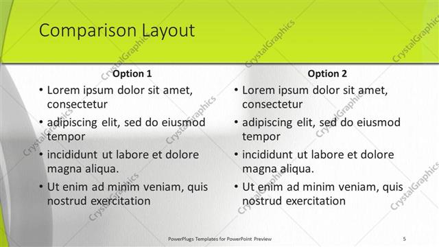 Comparison presentation slide layout