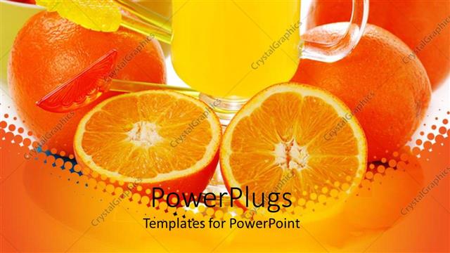  Presentation with orange juice - A combination of oranges and orange juices
