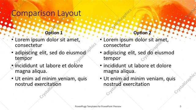 Comparison presentation slide layout