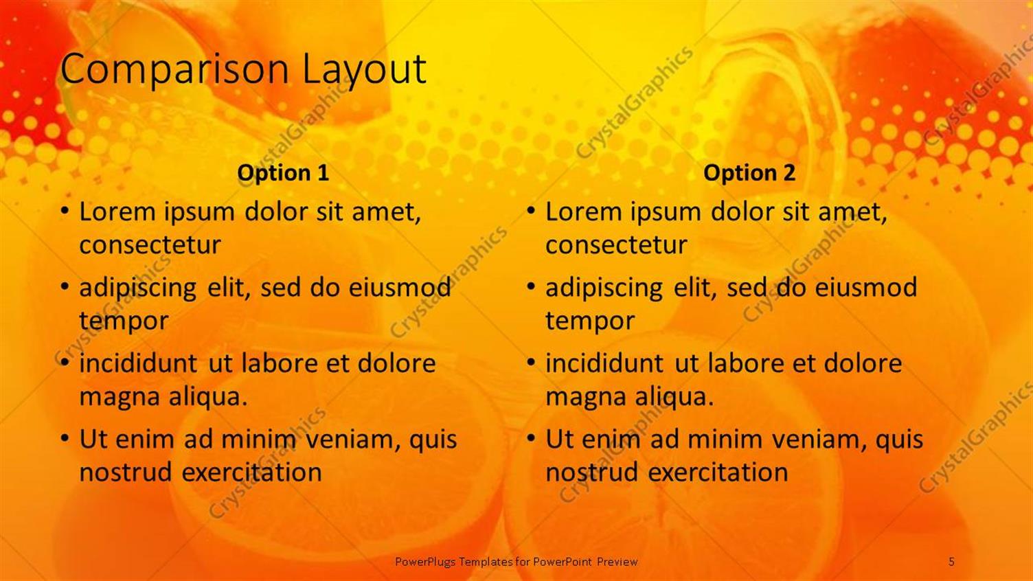 PowerPoint Template A combination of oranges and orange juices (22651)