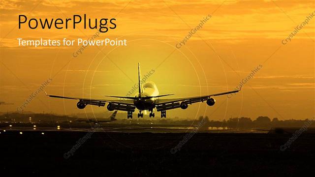  Presentation with air transport - Commercial airplane taking off at dusk