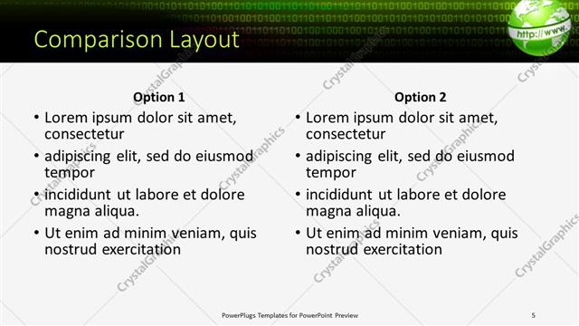 Comparison presentation slide layout
