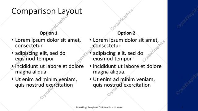 Comparison presentation slide layout
