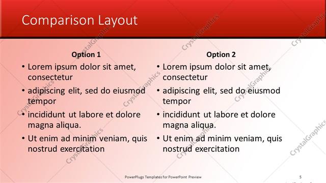 Comparison presentation slide layout