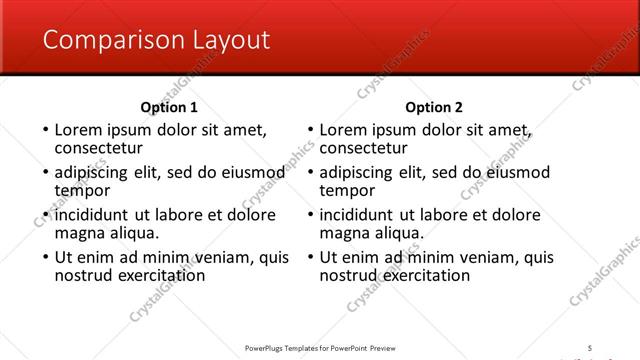Comparison presentation slide layout