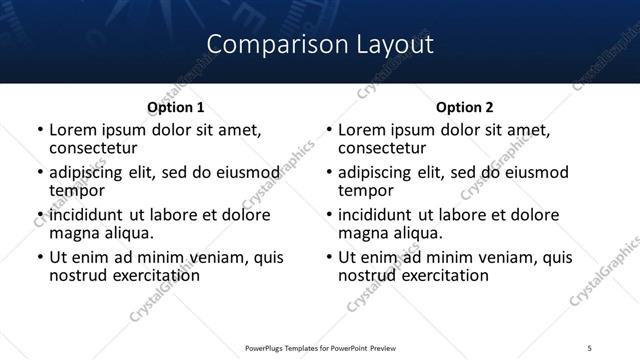Comparison presentation slide layout