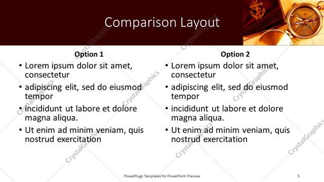Comparison presentation slide layout