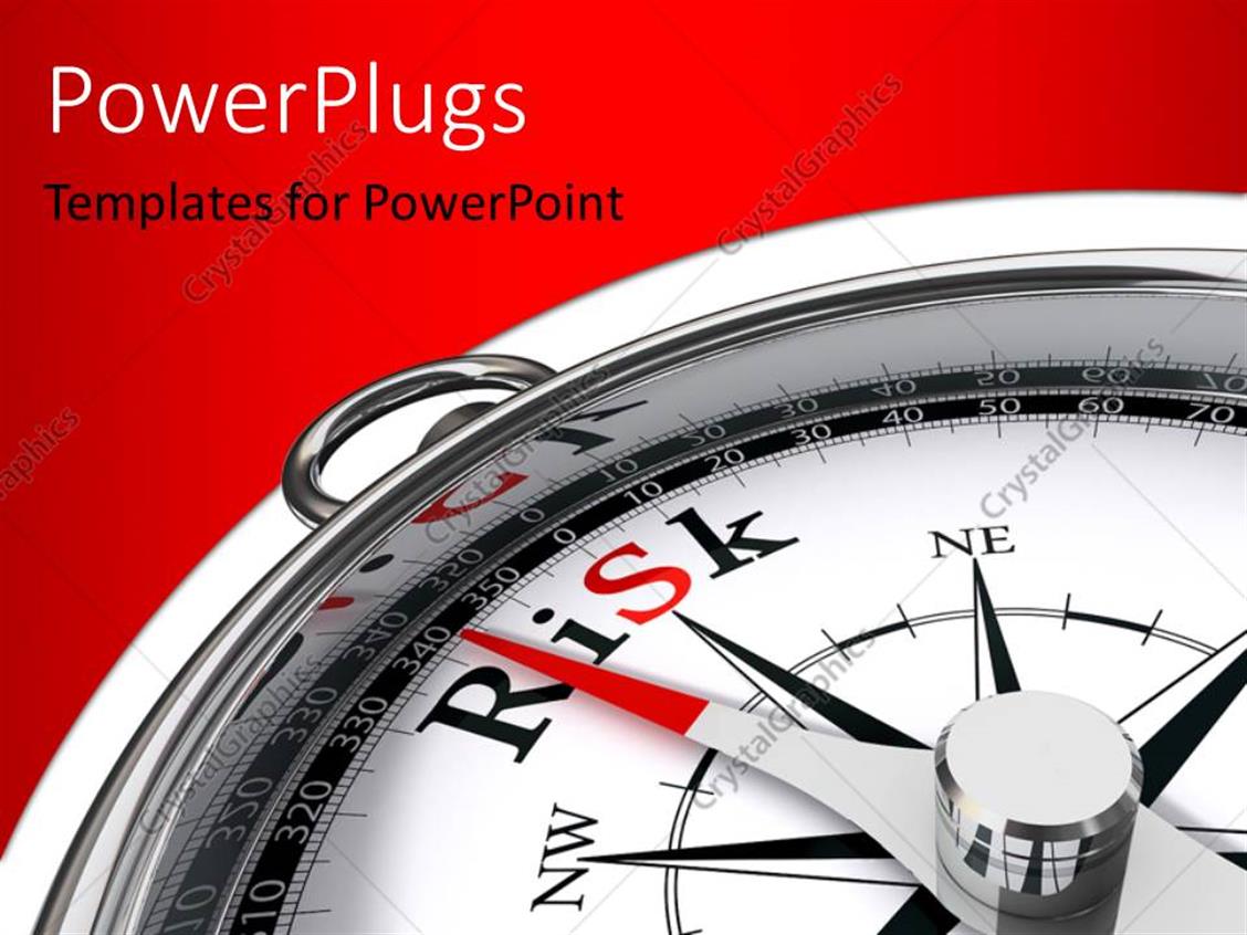 PowerPoint Template Compass with dial pointing at risk direction over