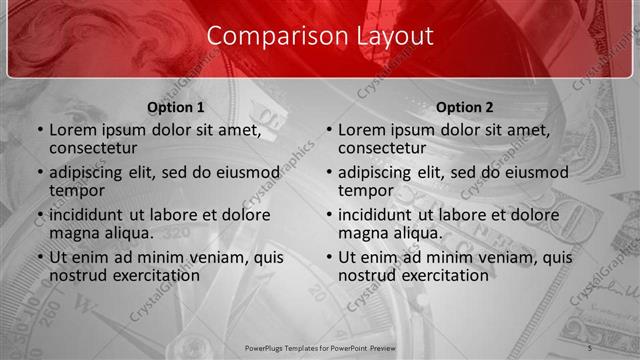 Comparison presentation slide layout
