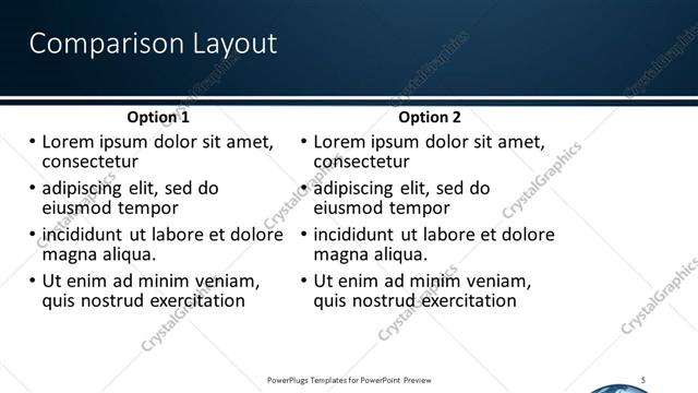 Comparison presentation slide layout