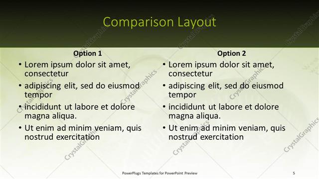 Comparison presentation slide layout
