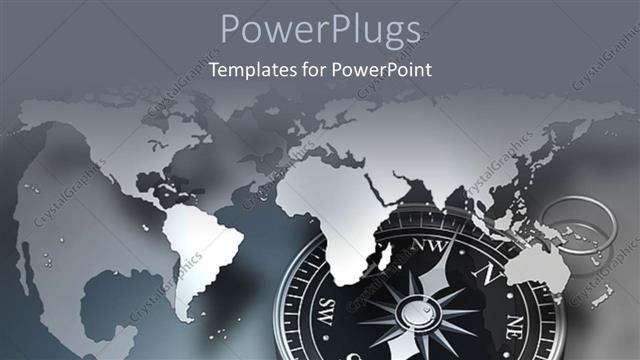  Presentation with compass map - A compass with the map of the Earth in the background
