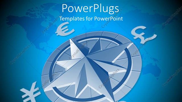  Presentation with world currency - A compass with the map of the Earth in the background