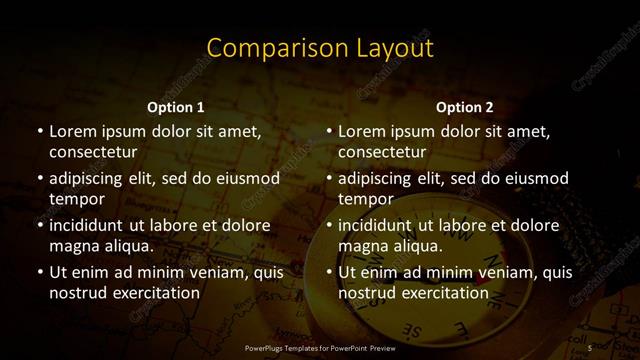 Comparison presentation slide layout