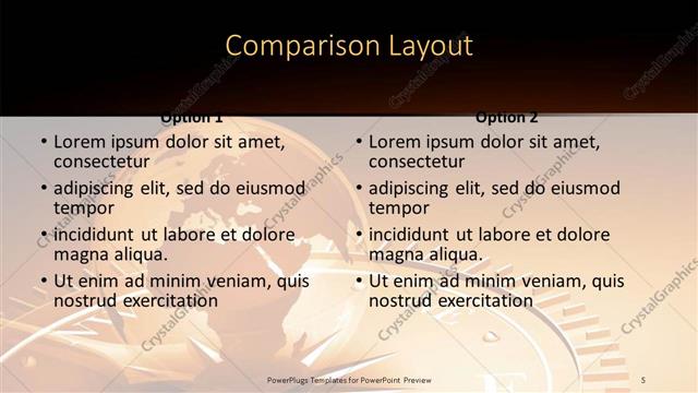 Comparison presentation slide layout