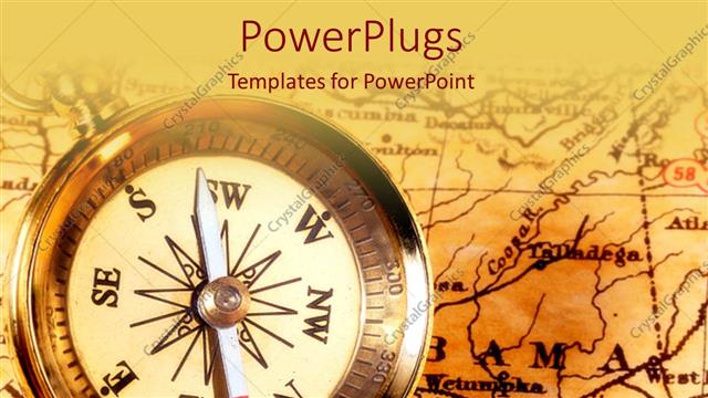  Presentation with compass map - Compass on top of map on vintage looking background